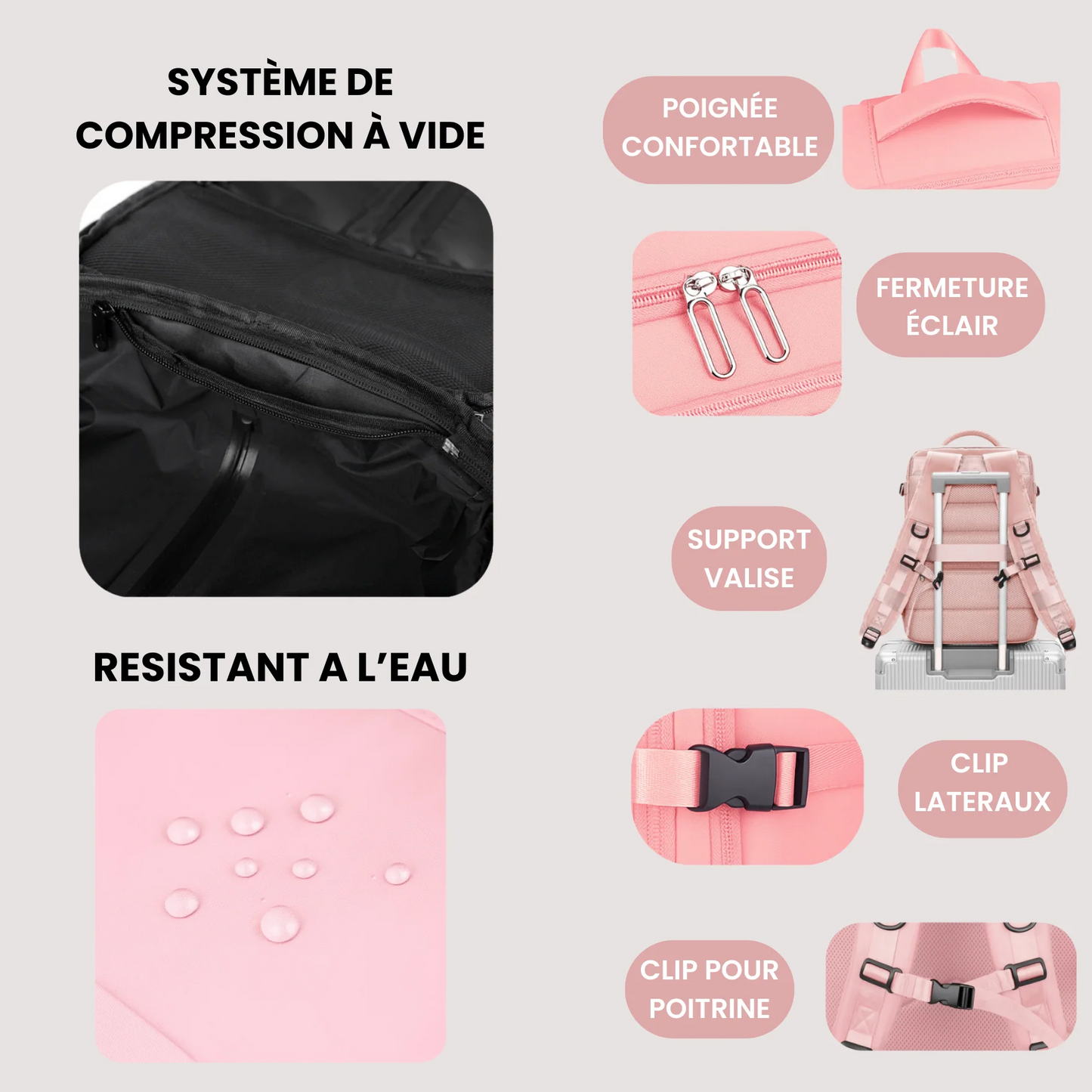 ABF™ Sac De Voyage Compactable Rose